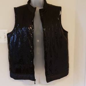 Chico's Sleeveless Black Vest Sequin & Polyester